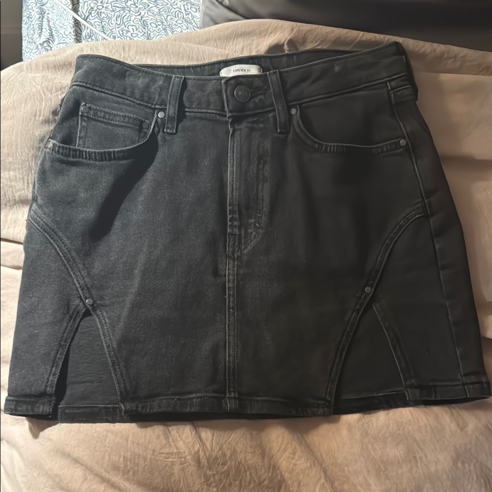 Forever 21 Denim Black Skirt with slits